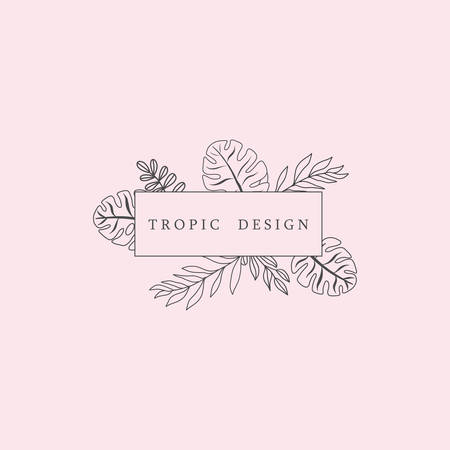 Trendy Tropical Leaves Fashion Sign or Iconのイラスト素材