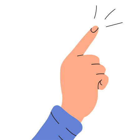 Hand with pointing finger. Cartoon vector flat illustration isolated on white background.のイラスト素材