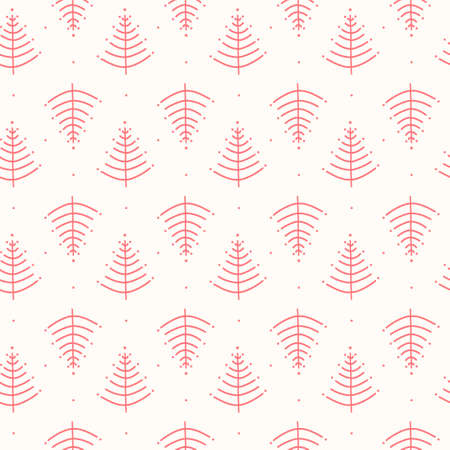 Christmas seamless vector pattern with red pines. Xmas winter poster collection.