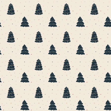 Christmas seamless vector pattern with trees. Xmas winter poster collection.