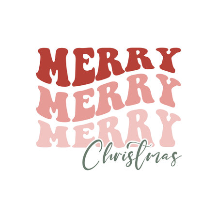 Merry Christmas. Groovy hippie lettering. retro cartoon styleのイラスト素材