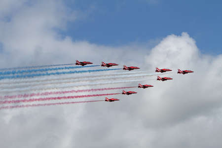 RAF Red Arrows flying in formation