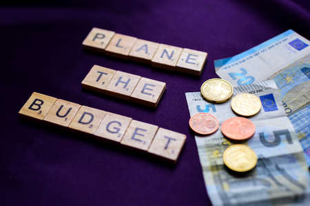 Business and finance concept. Wooden cubes with letters on the table.の写真素材