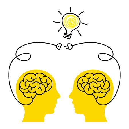 Brainstorm. Creative collective thinking. Idea Man. Concept of teamwork and creativity.のイラスト素材