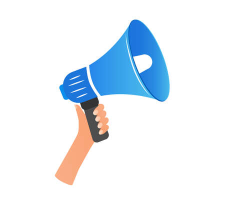 Hand holding megaphone for protest. Agitation concept.のイラスト素材