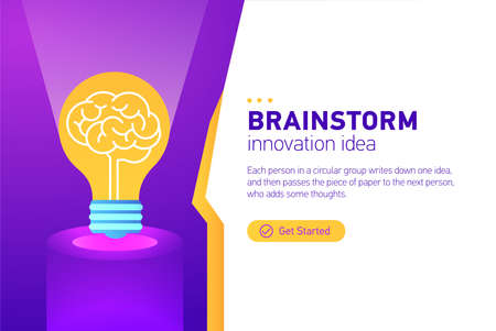 Brainstorm. Idea Man. Concept of teamwork and creativity. Template layout. Infographic with brainstorming.のイラスト素材