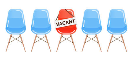Office chair and a sign vacant. Hiring and recruiting. Jobs open.