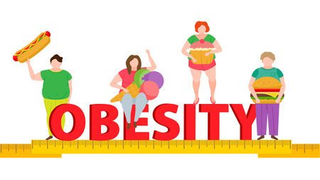 Overweight people and unhealthy and sedentary lifestyle.のイラスト素材
