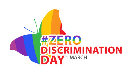 Zero discrimination day. Holiday concept. Template for background, banner, card, poster with text inscription.のイラスト素材