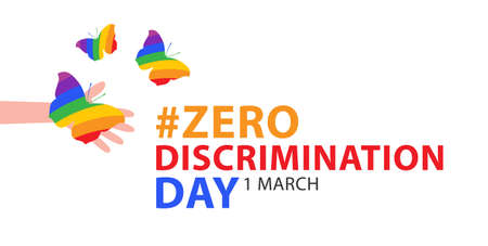 Zero discrimination day. Holiday concept. Template for background, banner, card, poster with text inscription.のイラスト素材