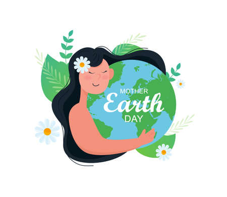 Mother Earth Day Poster Concept. Save the earth and Earth day. Green day concepts.のイラスト素材