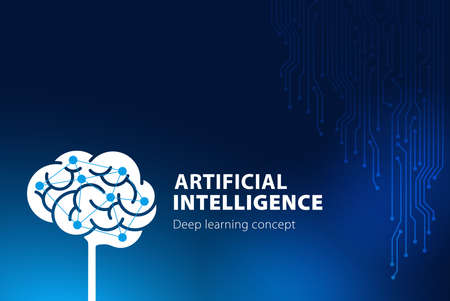 Artificial intelligence generation of creative ideas. Abstract futuristic banner design. Deep learning concept.のイラスト素材