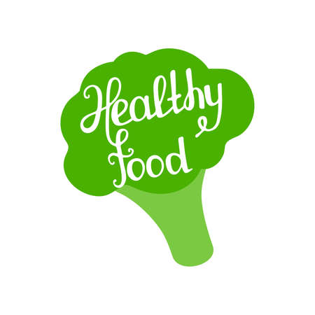 sticker healthy food with broccoli.のイラスト素材