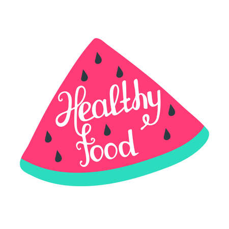 sticker healthy food with watermelon.のイラスト素材