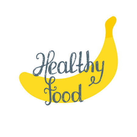 sticker healthy food with banana.の写真素材