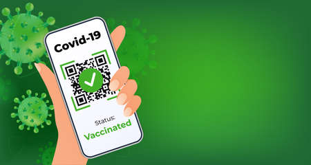 Qr code verification. Covid19 vaccine passport template.の写真素材