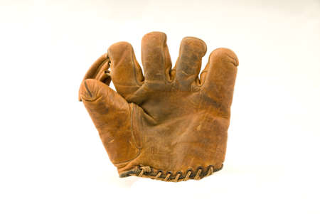 Old leather baseball mittの写真素材