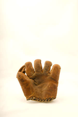 Old leather baseball mittの写真素材