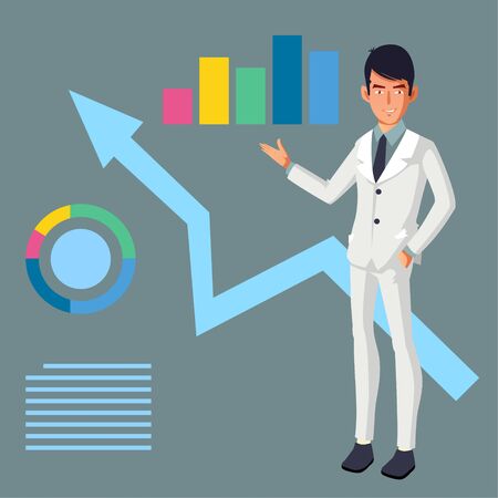 Entreprenuer pitch about his plan to investorのイラスト素材