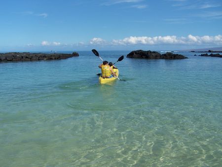 kayak of coast of Kona on Hawaii\'s Big Islandの写真素材