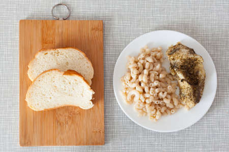 Fish pasta bread reality foodの写真素材
