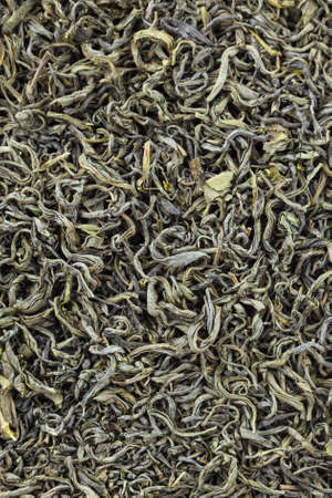 Tea herbs texture. Green tea. Organic dried green tea leaves.の写真素材