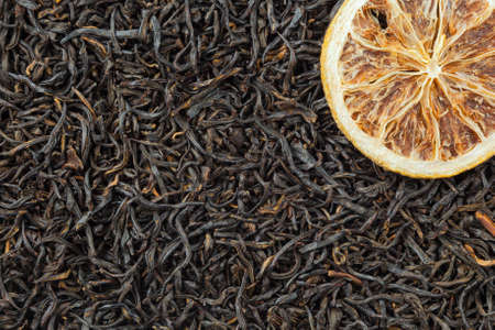 Tea herbs texture. Black tea background. Organic dried black tea leaves.の写真素材