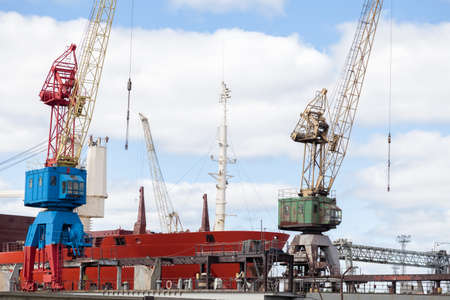 Port crane at the workの写真素材