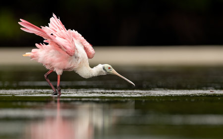 A roseate spoonbill in Floridaの写真素材
