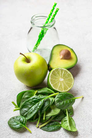 Ingredients for green smoothies. Healthy Diet Concept.の写真素材