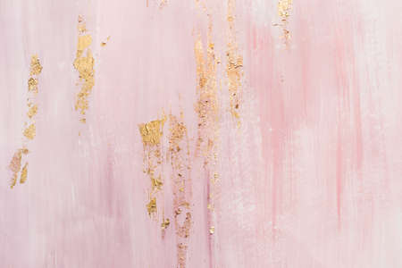 abstract background with Marble pattern. Golden accents and pink paint strokes.