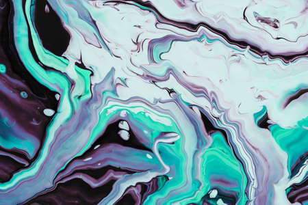Fluid Art. Neon turquoise waves and curls.の写真素材