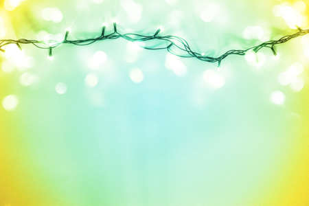 Festive  made of garland and neon colors. Christmas Party concept.