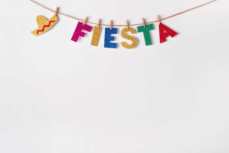 Fiesta word on pins against white wallの写真素材