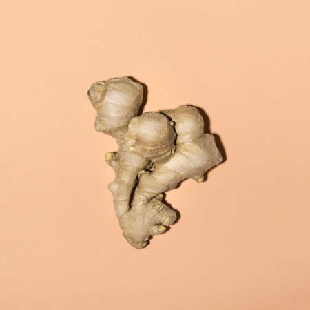 Fancy ginger root on terracottaの写真素材