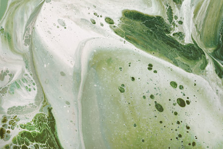 Acrylic Fluid Art. Natural Green colors flow on canvas. Digital decor. Abstract stone background or textureの写真素材