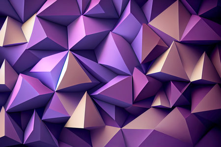 Violet mosaic triangular background. Paper origami. Generative AI illustrationの素材
