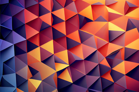 Colorful mosaic triangular gradient background. Generative AI illustrationの素材