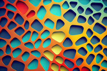 Abstract mesh background with oval holey structures. Generative AI illustrationの素材