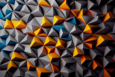 Colorful mosaic triangular background. Paper origami. Generative AI illustrationの素材
