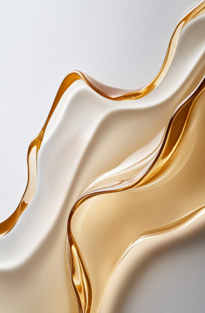 Elegant flowing abstract gold and ivory waves on smooth surfaceの素材