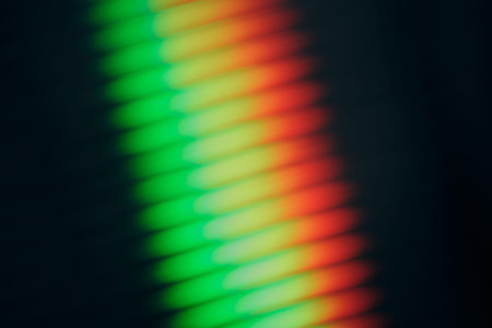 Abstract rainbow light refraction through ribbed glass, modern gradient background