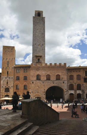 Spring in San Gimignano (Siena) The medieval town with its towers, known as: The Manhattan of the Middle Agesのeditorial素材