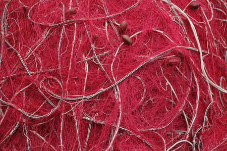 pile of fishing netsの写真素材