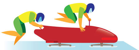 Two man bobsleigh at the start