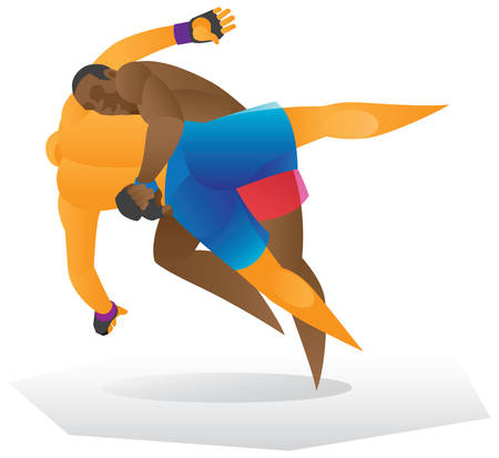 MMA fighter holds throw the opponentのイラスト素材