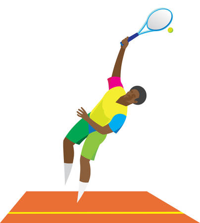 Young African American tennis player delivers the first pitchのイラスト素材