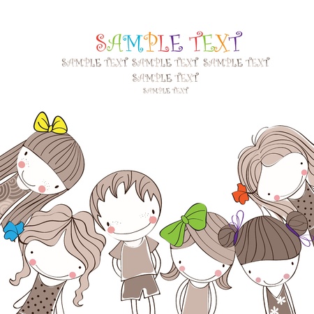background with the image of funny kids のイラスト素材