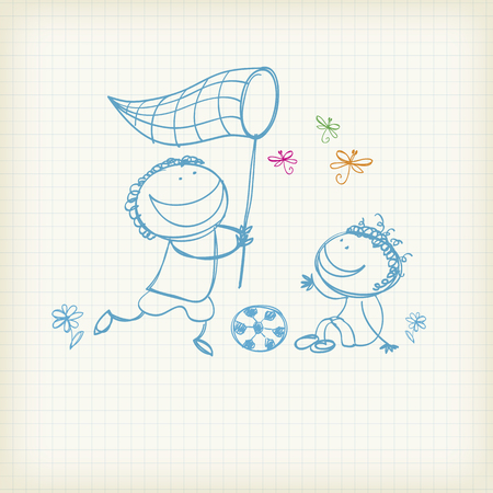 background with the image of a little boyのイラスト素材