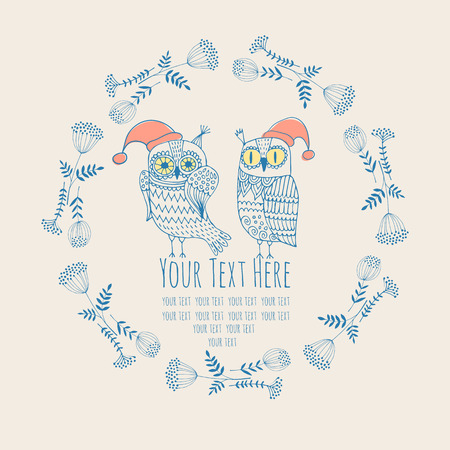 frame for text with an owlのイラスト素材